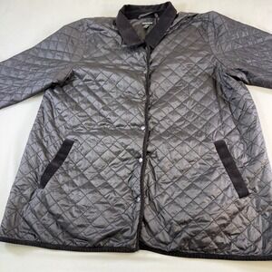 Eileen Fisher Quilted Jacket Corduroy Collar Snap Front Lightweight Outerwear 1X